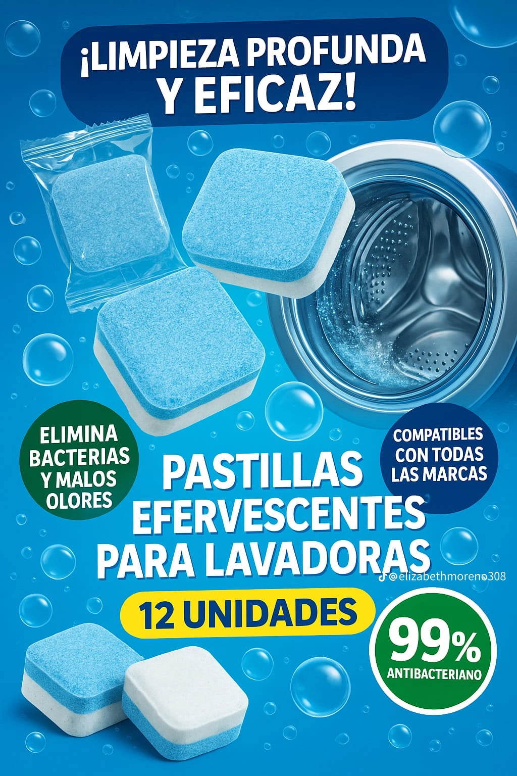 CleanWave™ 🌊 Refresca, elimina bacterias y deja tu lavadora como nueva con cada limpieza.