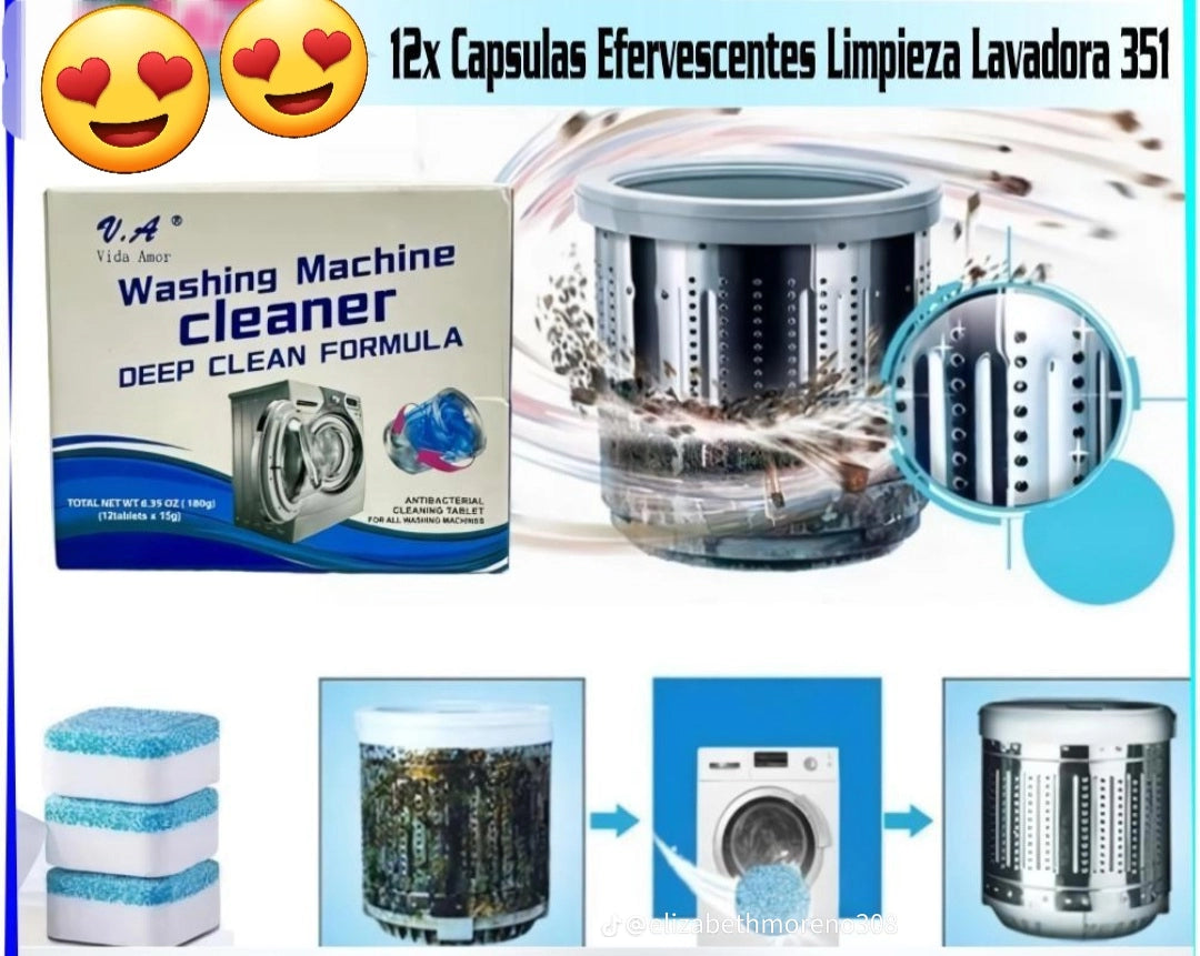 CleanWave™ 🌊 Refresca, elimina bacterias y deja tu lavadora como nueva con cada limpieza.